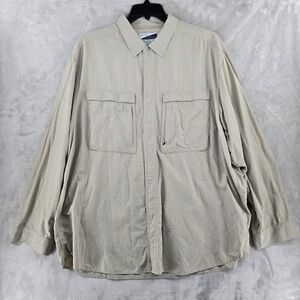 ExOfficio Insect Shield Shirt‎ XXL Mens Beige Check Button Up hiking long sleeve
